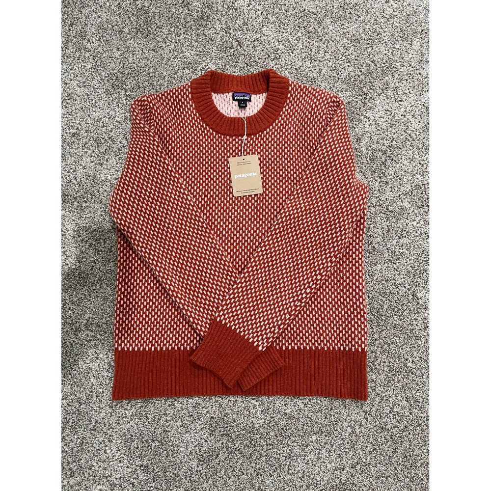 Patagonia Recycled Wool-Blend Crewneck Sweater Ridge Burl Red 51025 Small NWT
